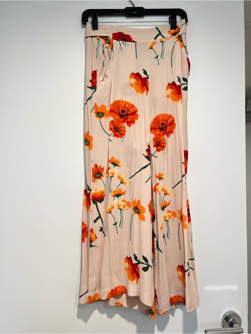 Wilfred Light Pink Floral Elastic-Waist Skirt with Orange & Green Accents - Picture 8 of 9